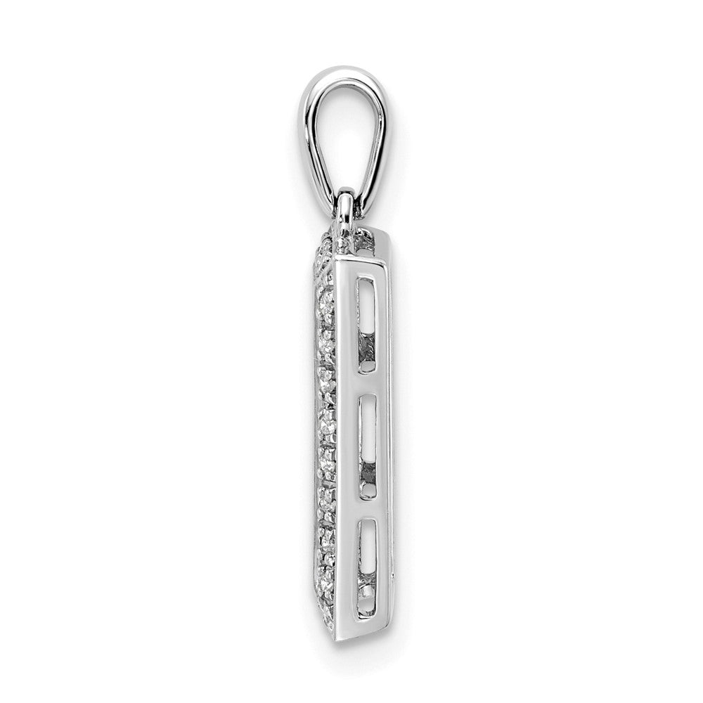 14K White Gold Family Jewelry Genuine Stone & Diamond Set Pendant