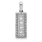 14K White Gold Family Jewelry Diamond Semi-Set Pendant