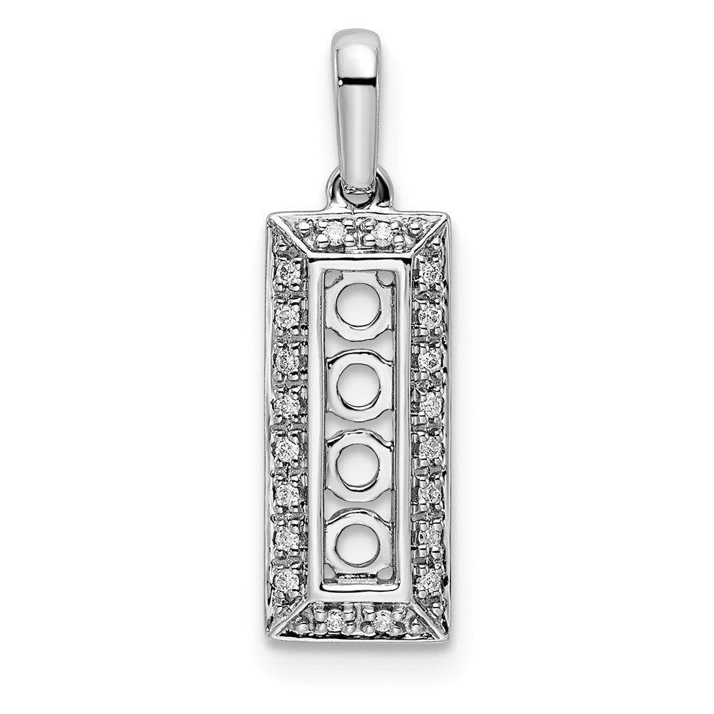 14K White Gold Family Jewelry Synthetic Stone & Diamond Set Pendant
