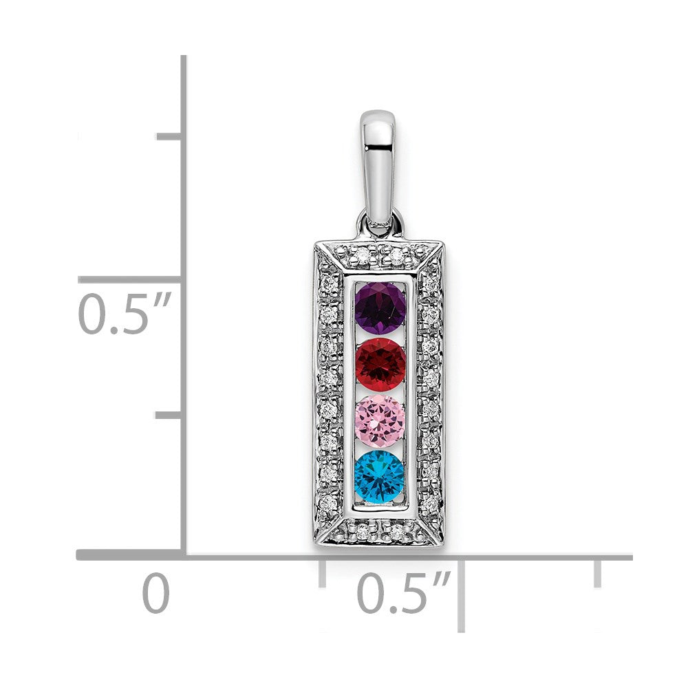 14KW Family Jewelry Synthetic Stone & Diamond Set Pendant