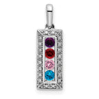 14K White Gold Family Jewelry Diamond Semi-Set Pendant