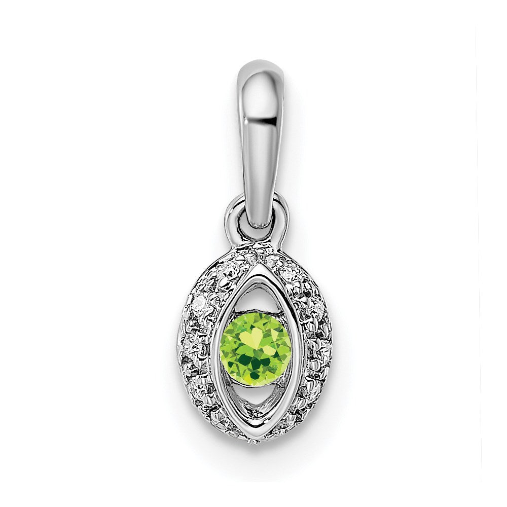 14K White Gold Family Jewelry Synthetic Stone & Diamond Set Pendant