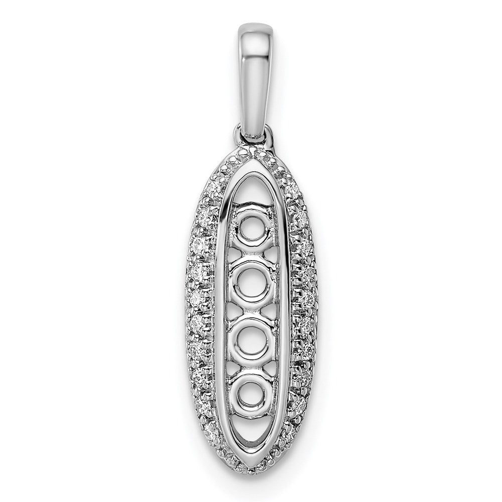 14K White Gold Family Jewelry Genuine Stone & Diamond Set Pendant