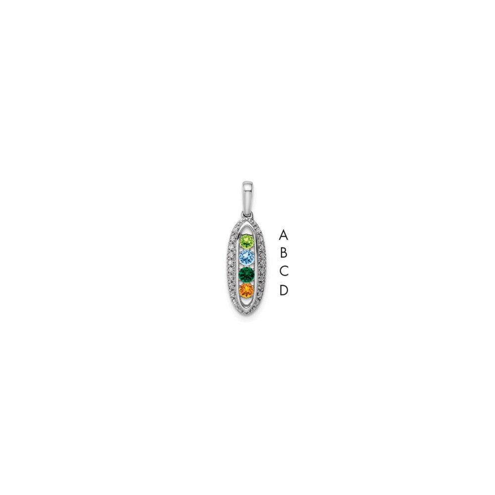 14K White Gold Family Jewelry Synthetic Stone & Diamond Set Pendant