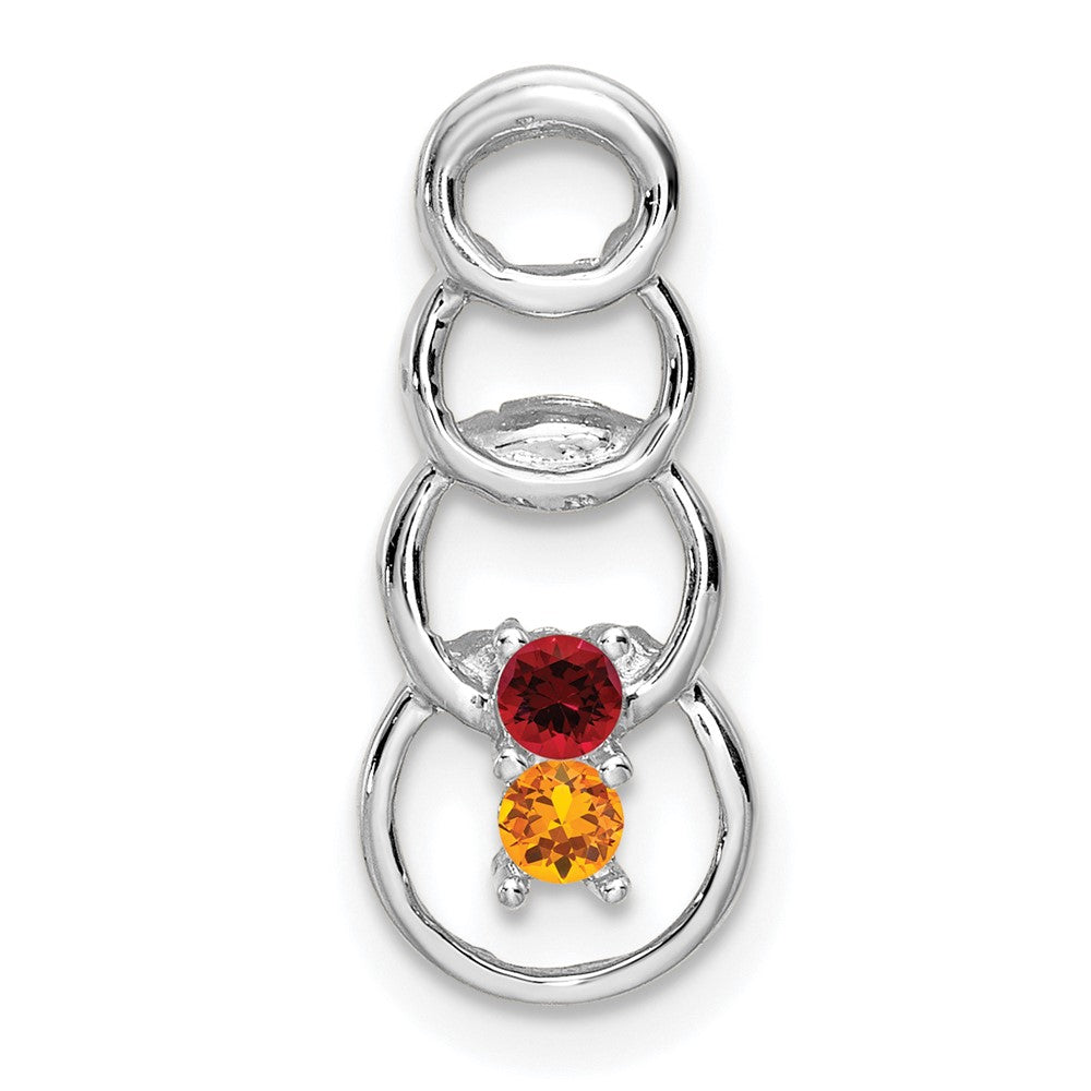 14k White Gold 2 Synthetic Stone Family Pendant