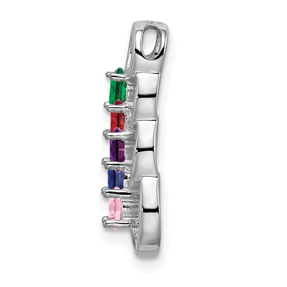 14k White Gold 5 Genuine Stone Family Pendant