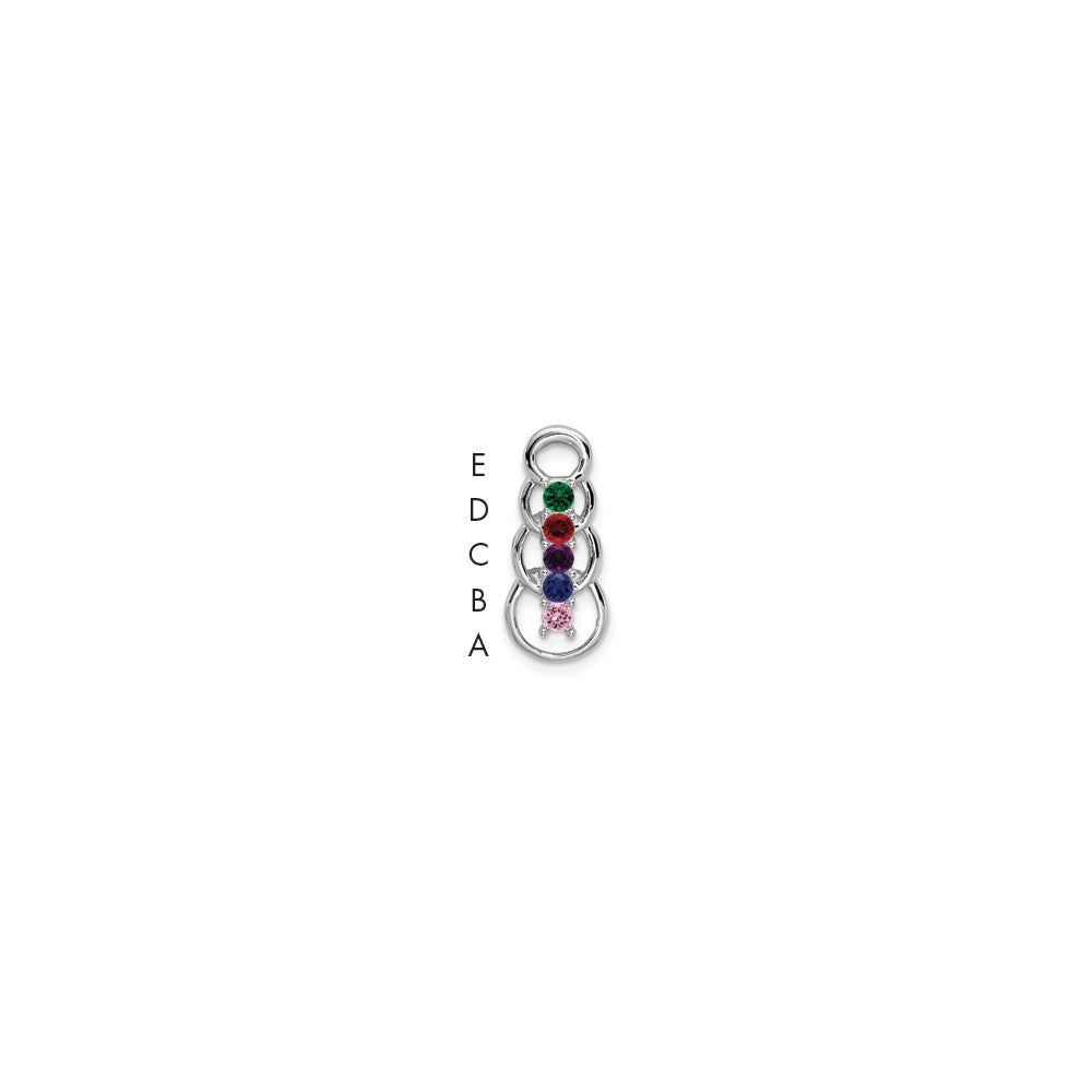 14k White Gold 5 Synthetic Stone Family Pendant