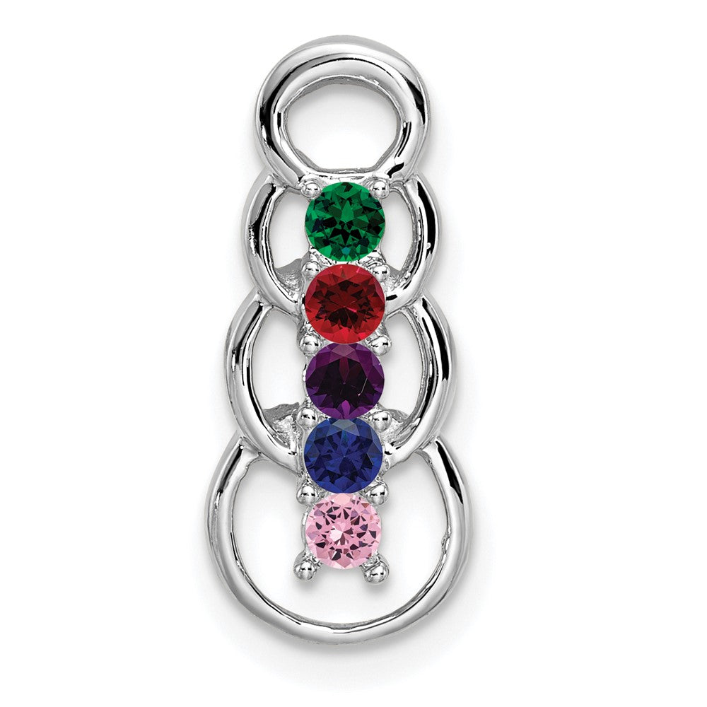 14k White Gold 5 Synthetic Stone Family Pendant