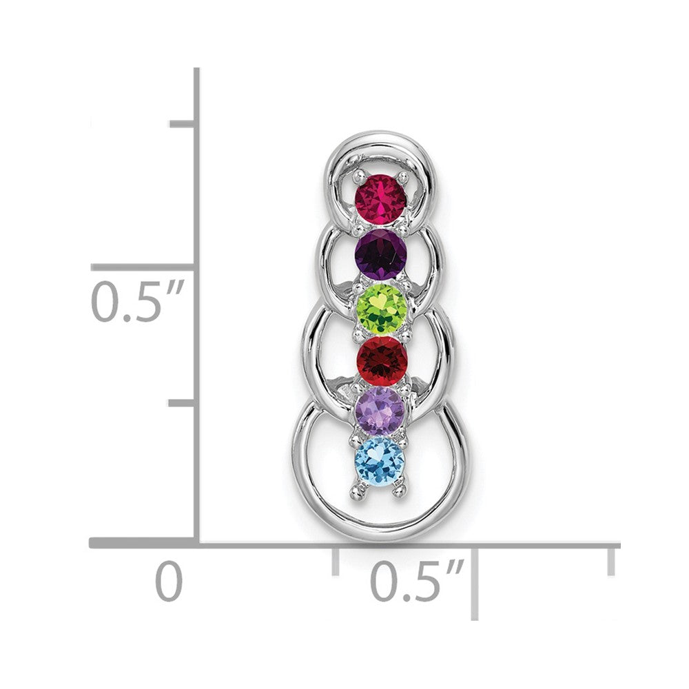14k White Gold 6 Synthetic Stone Family Pendant