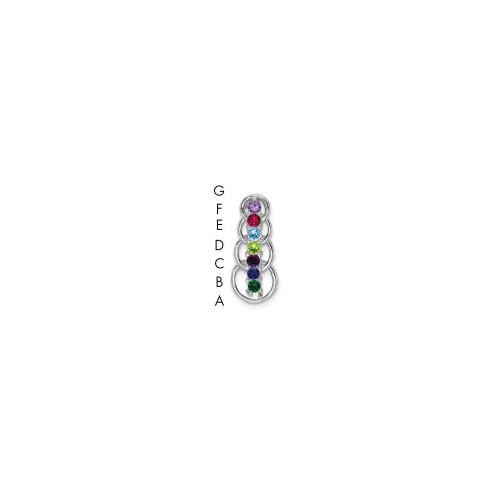 14k White Gold 7 Synthetic Stone Family Pendant