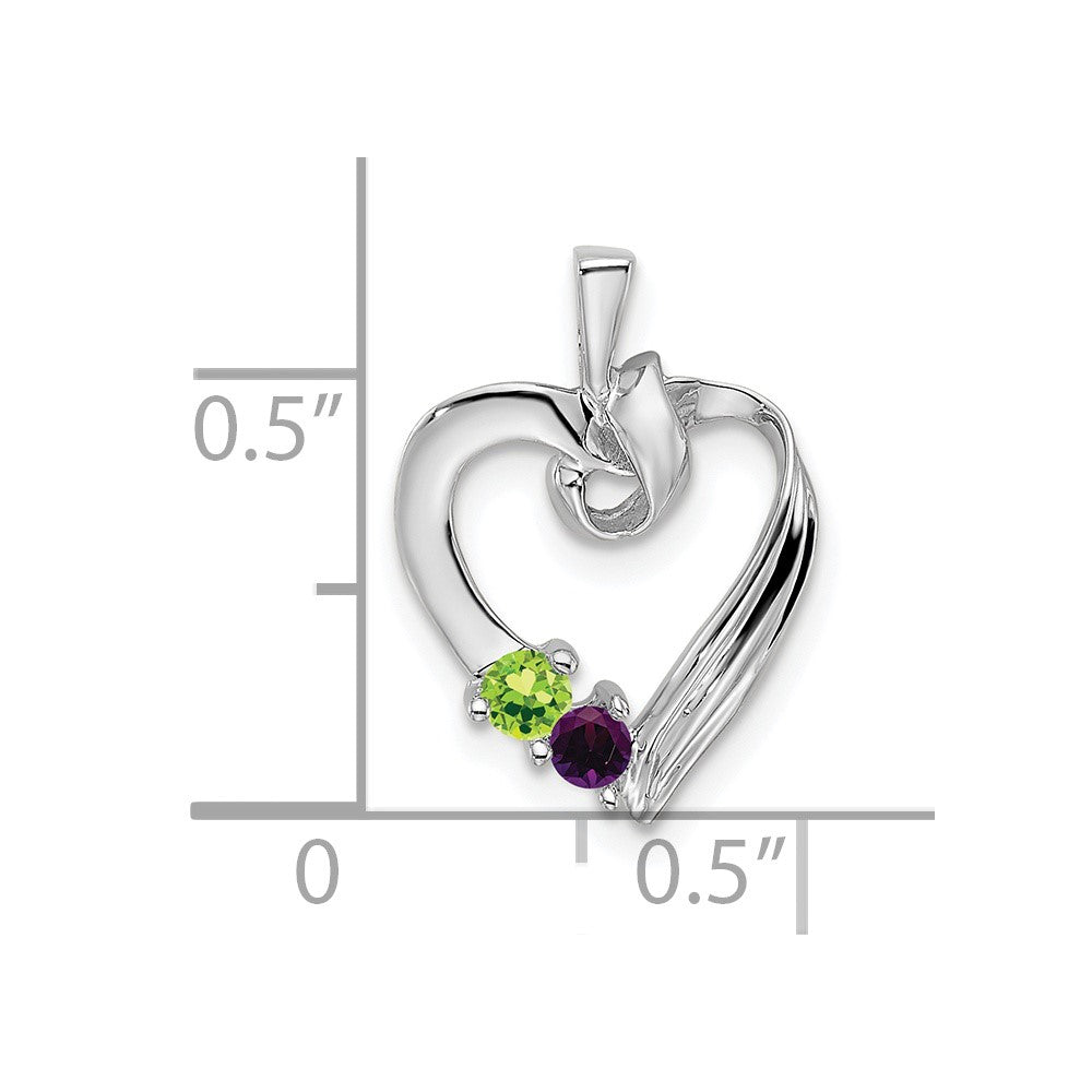 14k White Gold 2 Genuine Stone Family Pendant