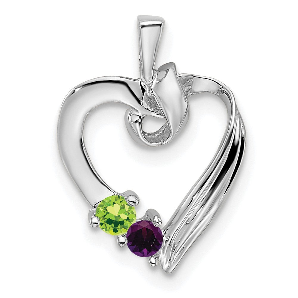 14k White Gold 2 Genuine Stone Family Pendant