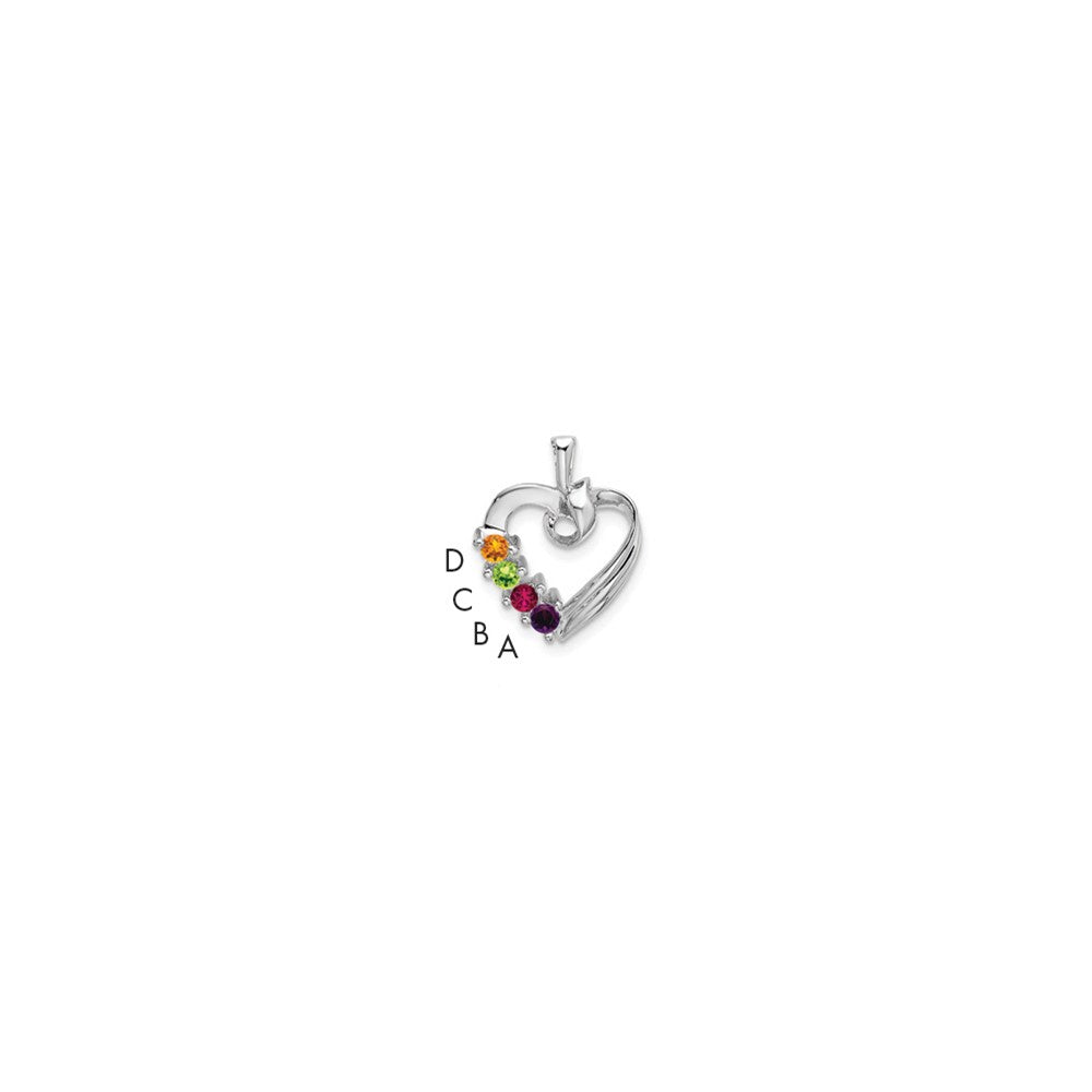 14k White Gold 4 Synthetic Stone Family Pendant