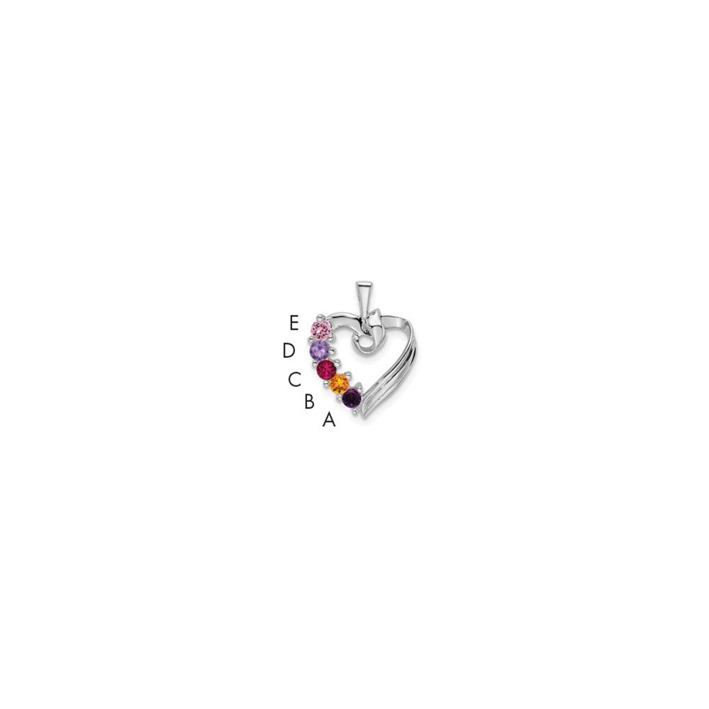 14k White Gold 5 Synthetic Stone Family Pendant
