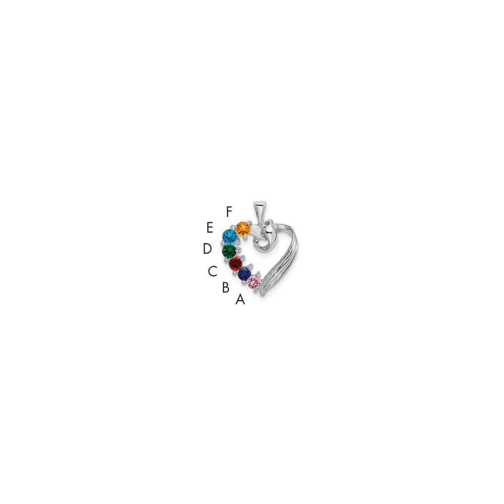 14k White Gold 6 Synthetic Stone Family Pendant