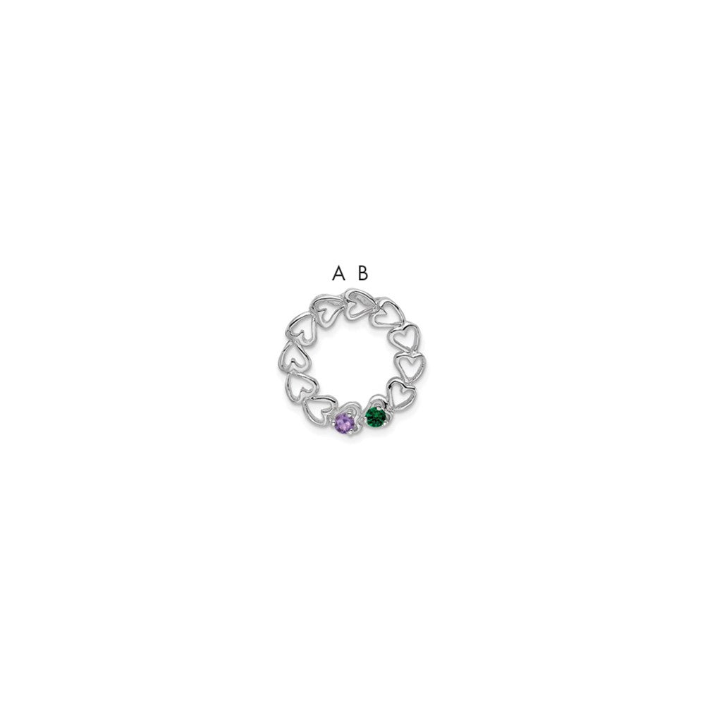 14k White Gold 2 Synthetic Stone Family Pendant