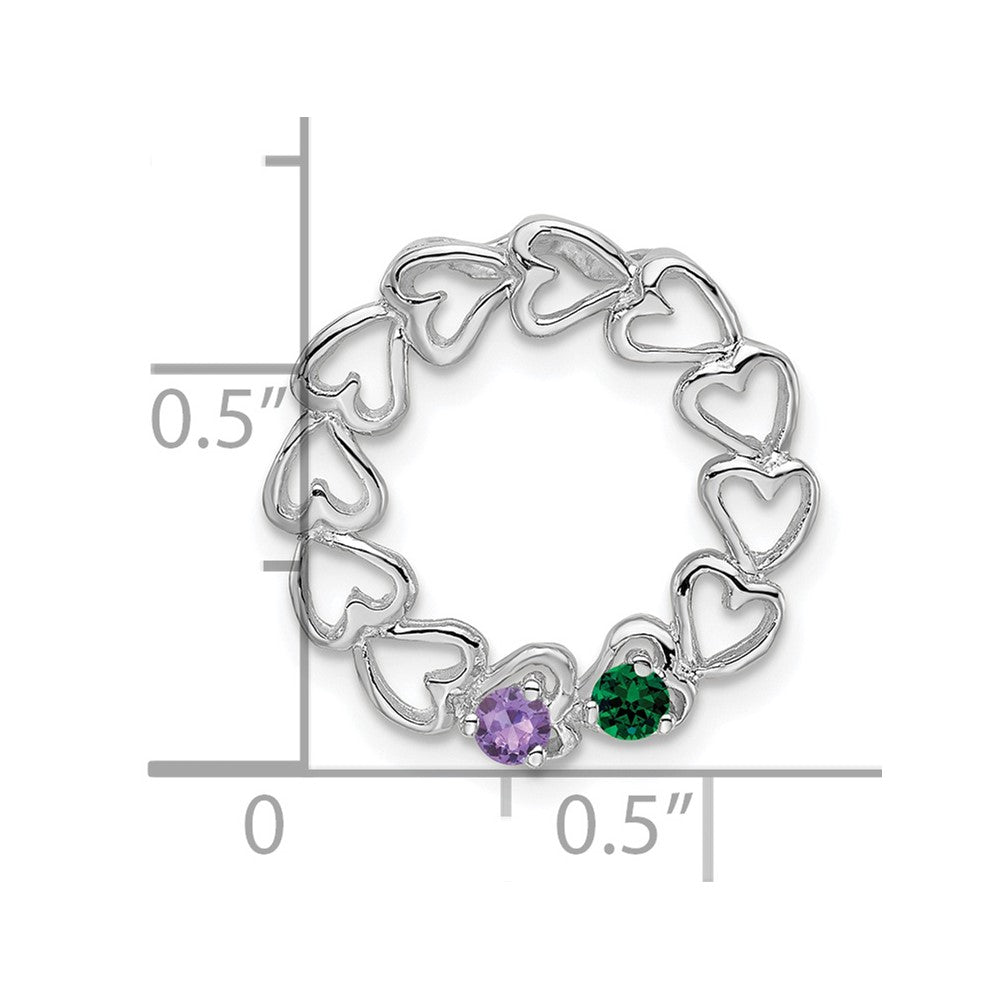 14k White Gold 2 Genuine Stone Family Pendant