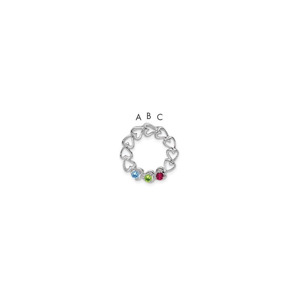 14k White Gold 3 Synthetic Stone Family Pendant