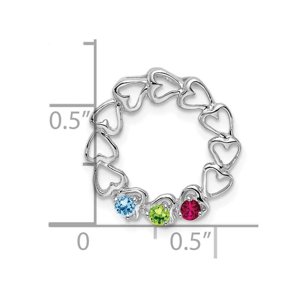 14k White Gold 3 Synthetic Stone Family Pendant