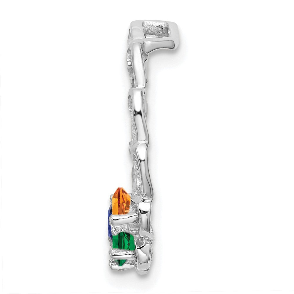 14k White Gold 4 Synthetic Stone Family Pendant