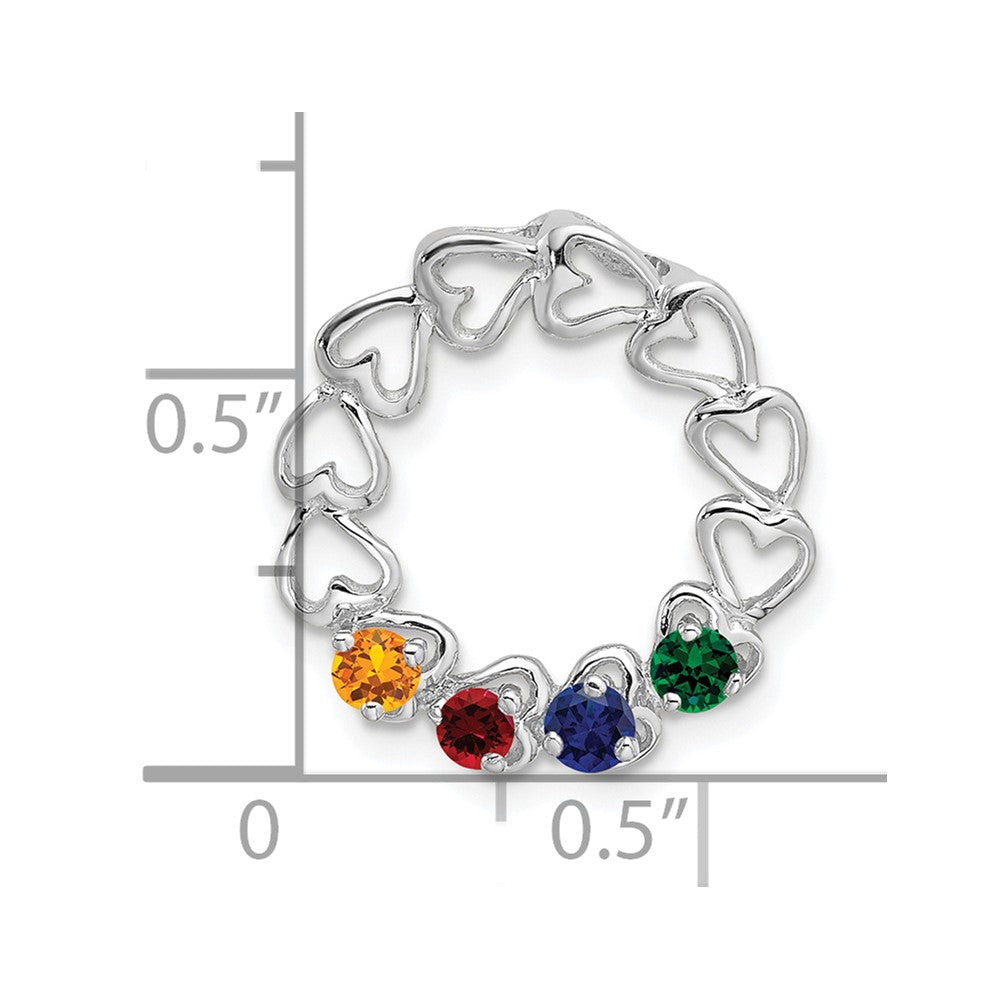 14k White Gold 4 Synthetic Stone Family Pendant