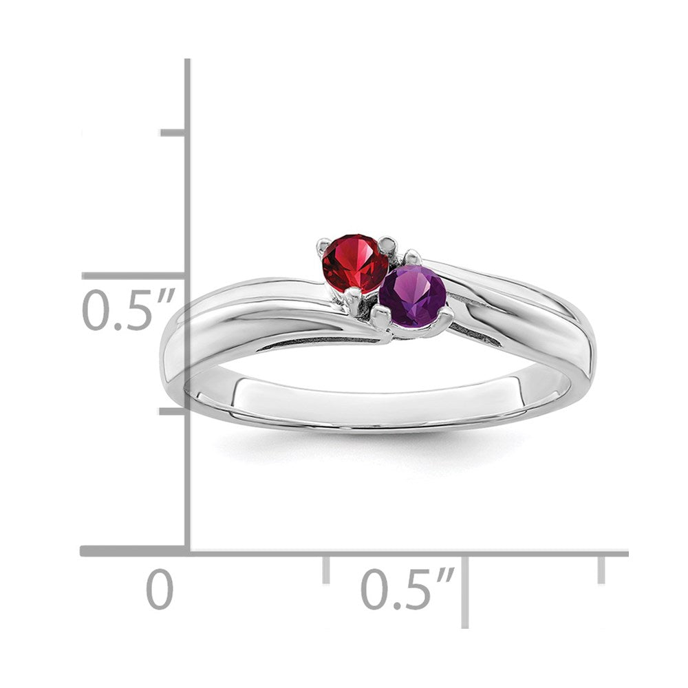 14k White Gold 3mm Synthetic Family Jewelry Ring