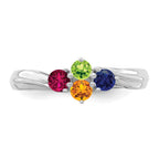 14k White Gold 3mm Synthetic Family Jewelry Ring