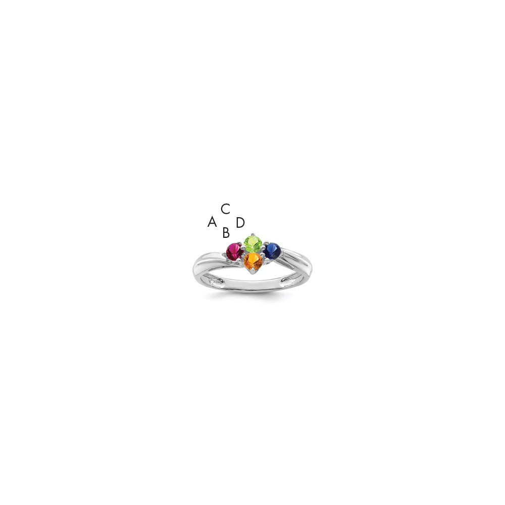 14k White Gold 3mm Synthetic Family Jewelry Ring