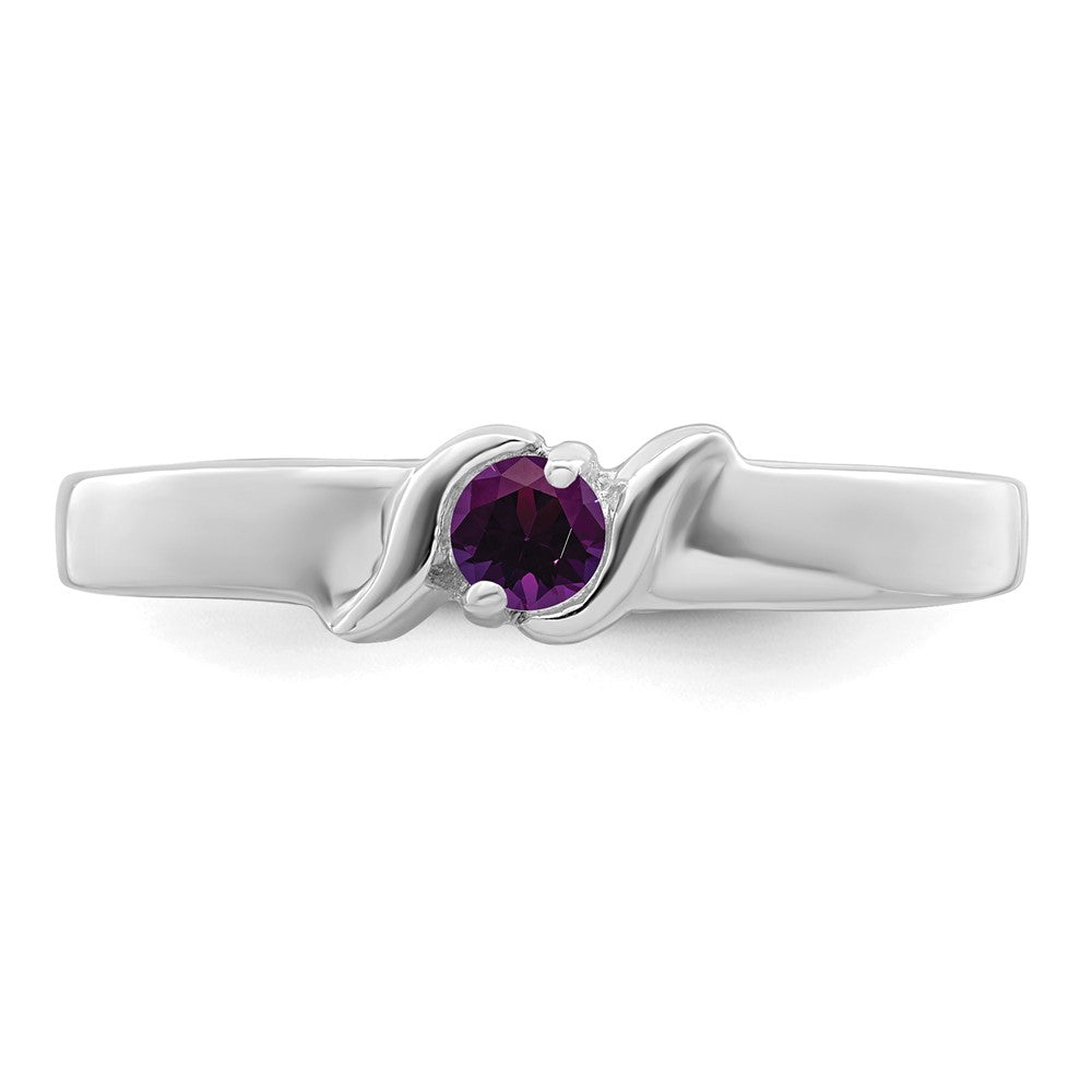 14k White Gold Genuine 1 Stone Mother's Ring