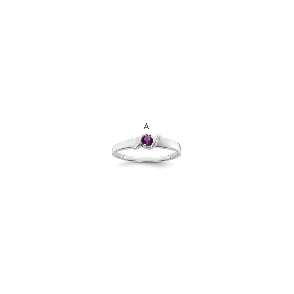 14k White Gold Genuine 1 Stone Mother's Ring