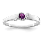 14k White Gold Genuine 1 Stone Mother's Ring