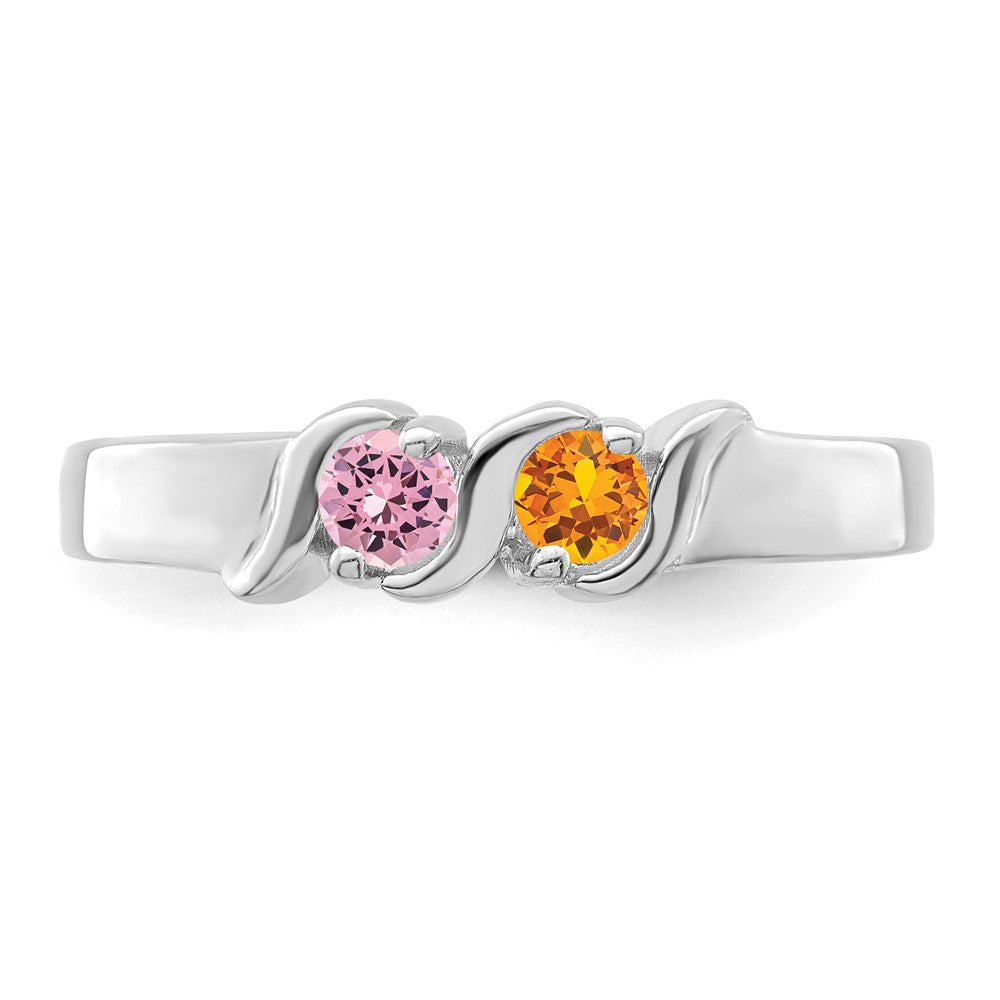 14k White Gold Synthetic Family Jewelry Ring