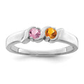 14k White Gold Genuine 2 Stone Mother's Ring