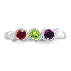 14k White Gold Genuine 3 Stone Mother's Ring