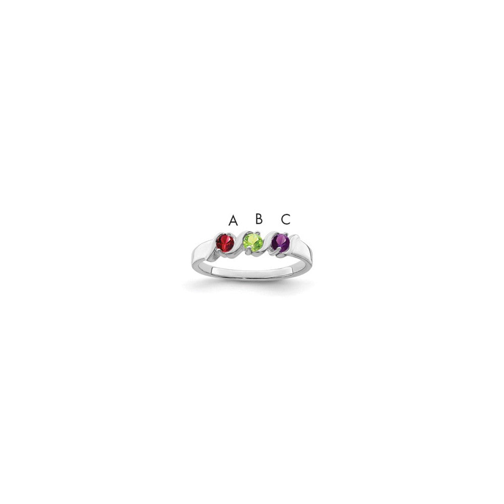 14k White Gold Synthetic Family Jewelry Ring