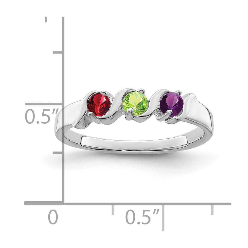 14k White Gold Synthetic Family Jewelry Ring