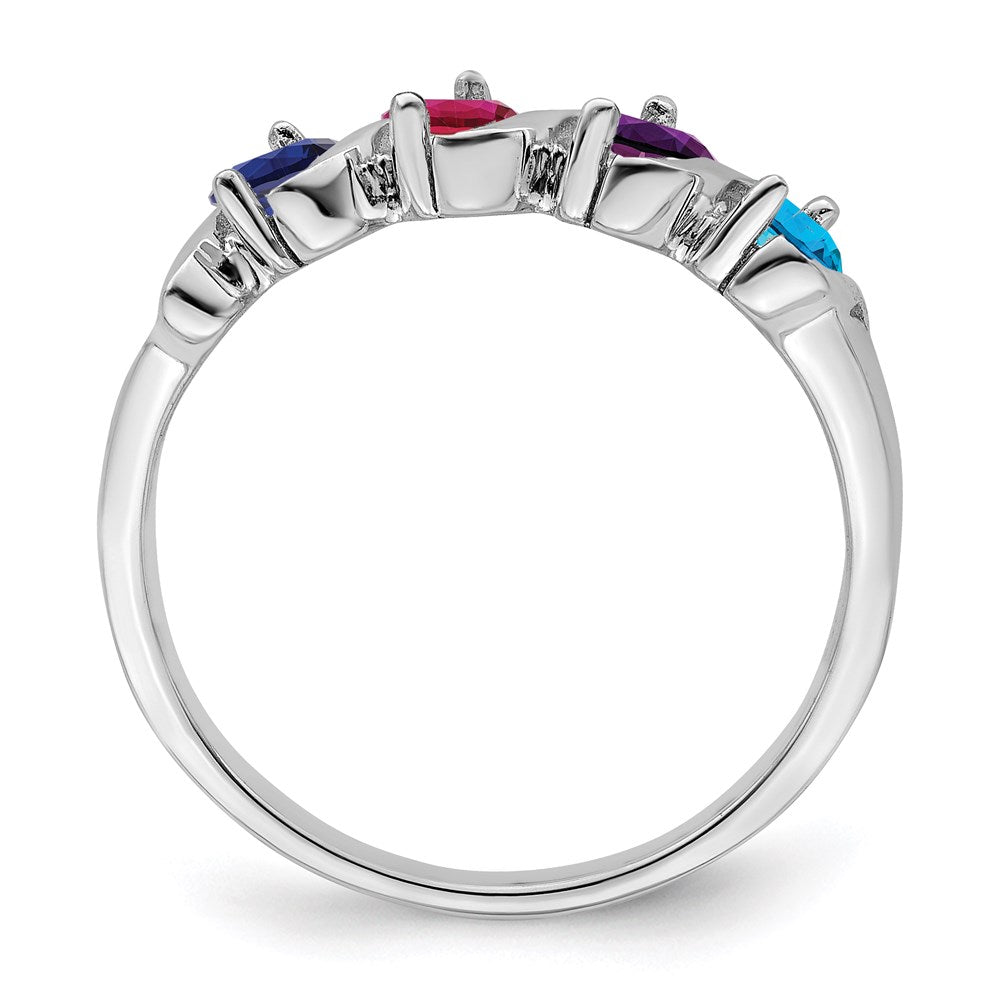 14k White Gold Synthetic Family Jewelry Ring