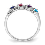 14k White Gold Synthetic Family Jewelry Ring
