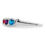 14k White Gold Synthetic Family Jewelry Ring