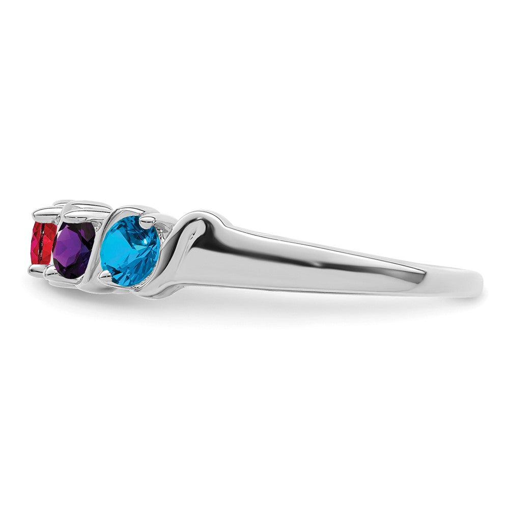 14k White Gold Synthetic Family Jewelry Ring
