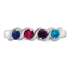 14k White Gold Synthetic Family Jewelry Ring