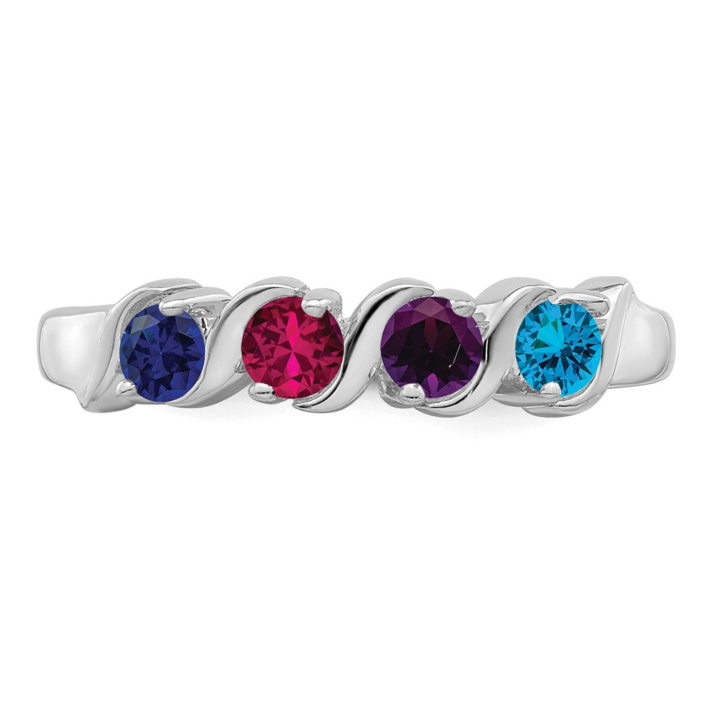 14k White Gold Synthetic Family Jewelry Ring