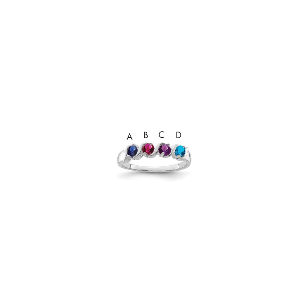 14k White Gold Synthetic Family Jewelry Ring