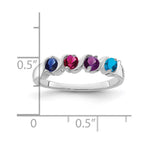 14k White Gold Synthetic Family Jewelry Ring