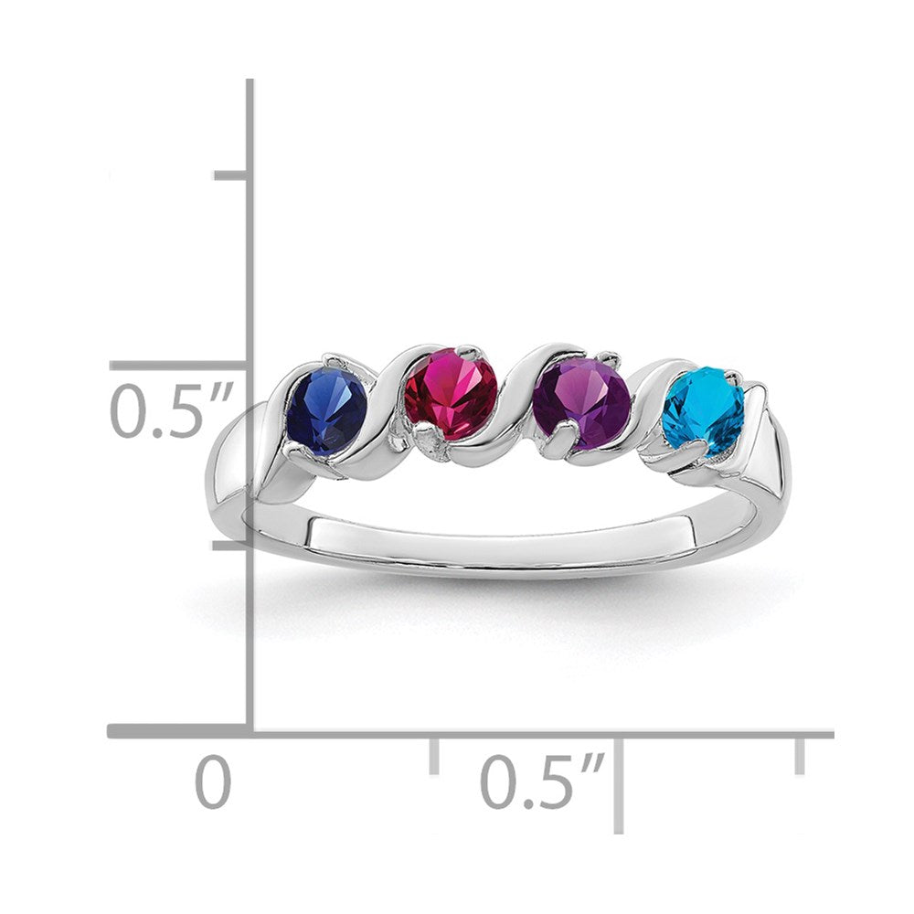 14k White Gold Genuine 4 Stone Mother's Ring