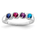 14k White Gold Genuine 4 Stone Mother's Ring