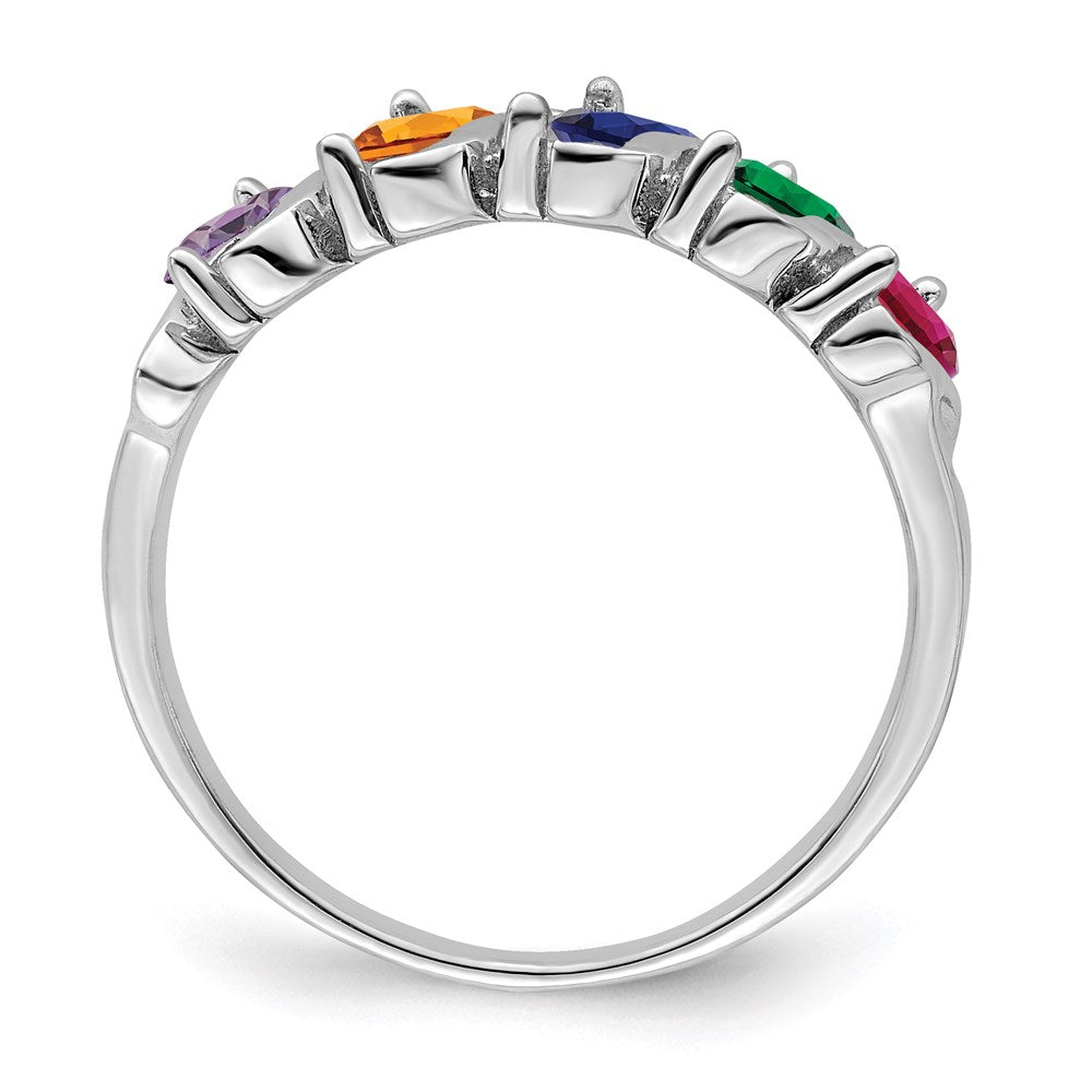14k White Gold Synthetic Family Jewelry Ring