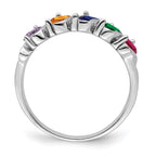 14k White Gold Synthetic Family Jewelry Ring