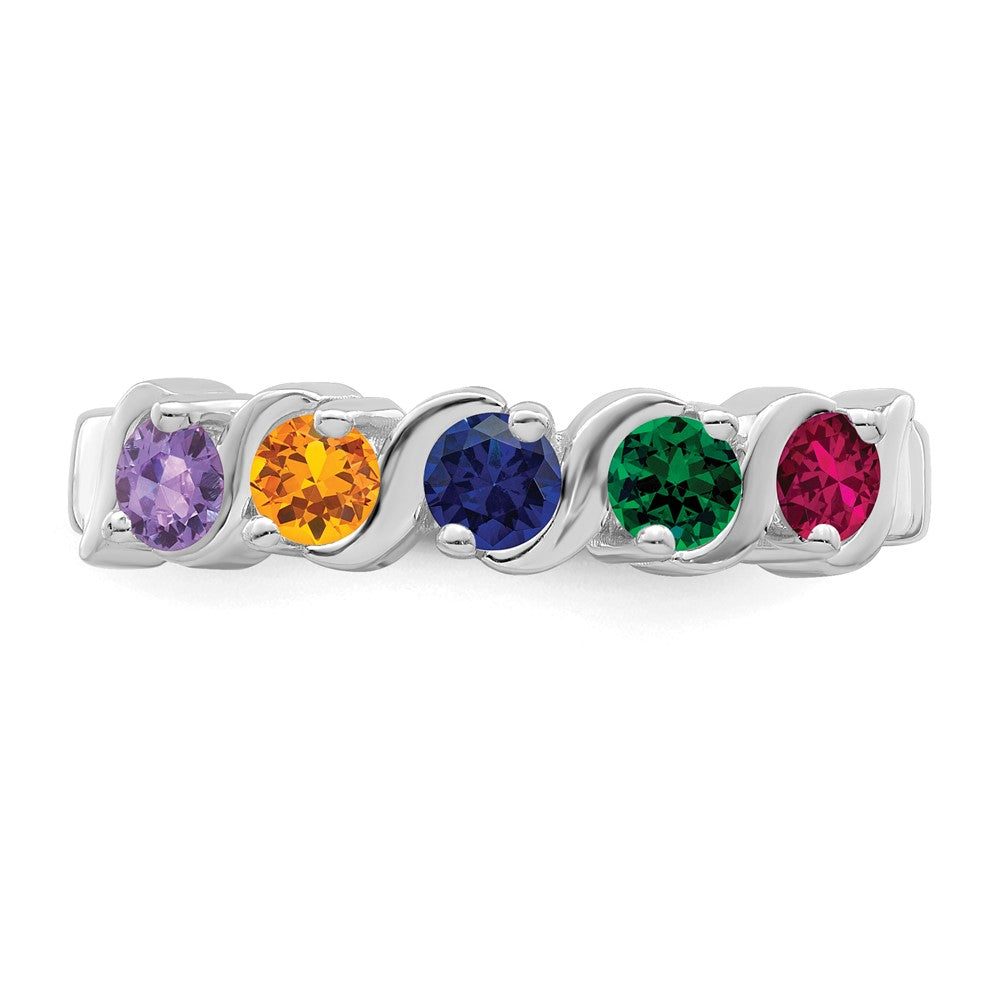 14k White Gold Synthetic Family Jewelry Ring