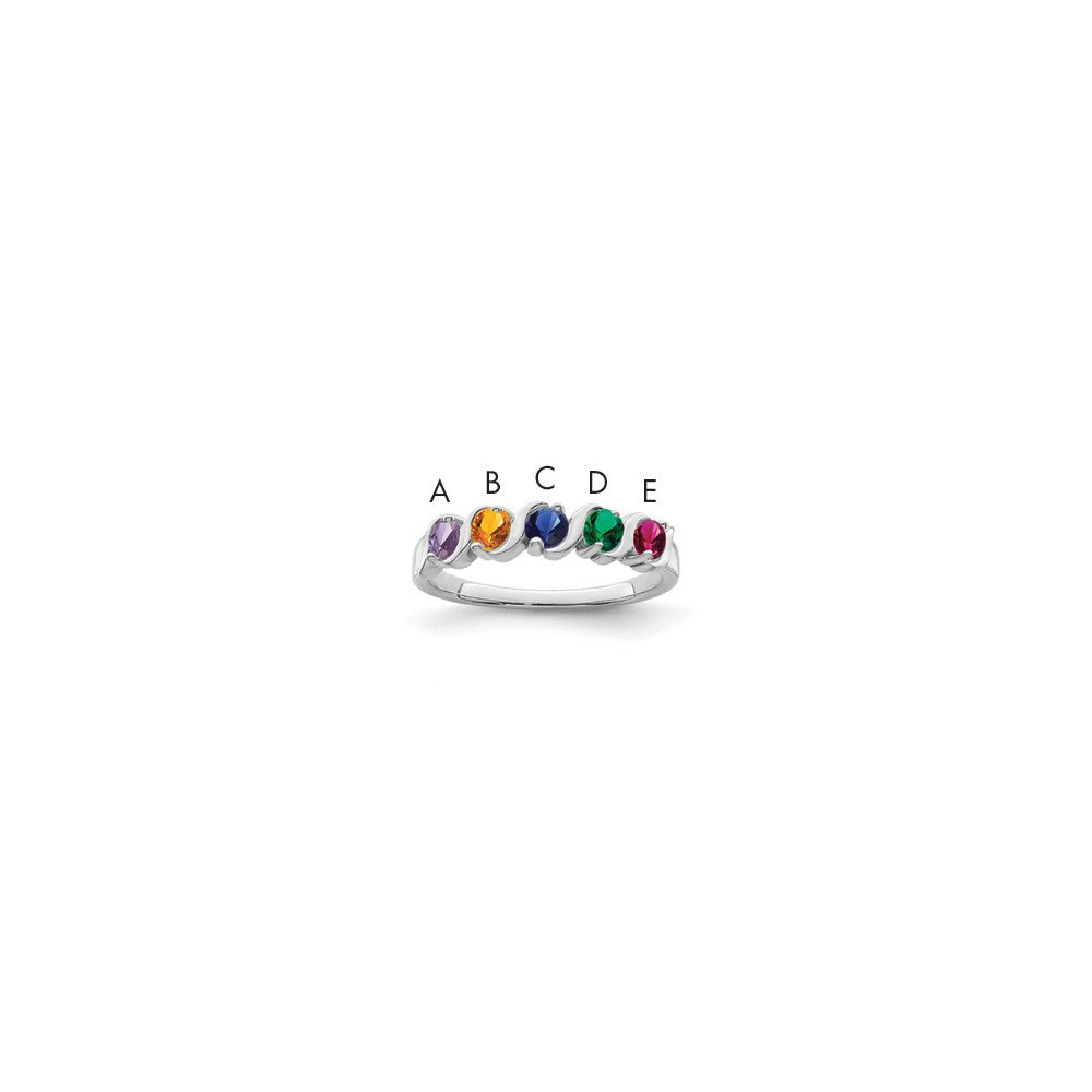 14k White Gold Genuine 5 Stone Mother's Ring